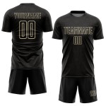 Sublimation Custom Geometric Black Soccer Jersey Shape Sports Uniform Cream Sublimation Custom Geometric Black Soccer Jersey Shape Sports Uniform Cream