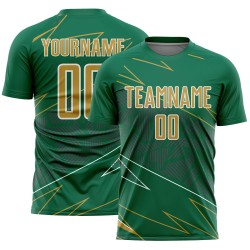 Soccer Sublimation Gold-White Lines Uniform Sports Green Custom Kelly Jersey Old