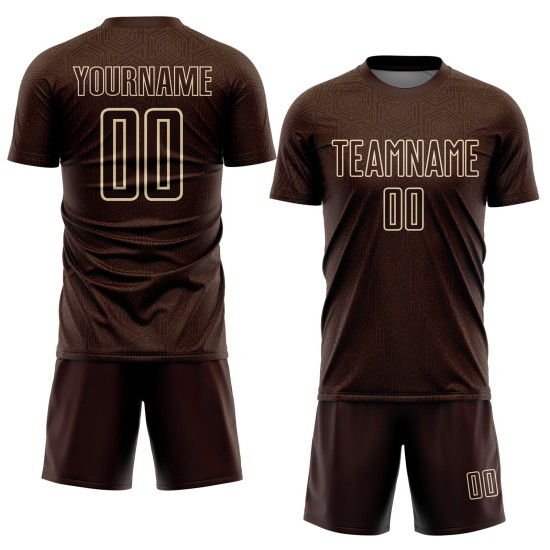Brown Shape Sports Jersey Cream Sublimation Custom Soccer Geometric Uniform Brown Shape Sports Jersey Cream Sublimation Custom Soccer Geometric Uniform