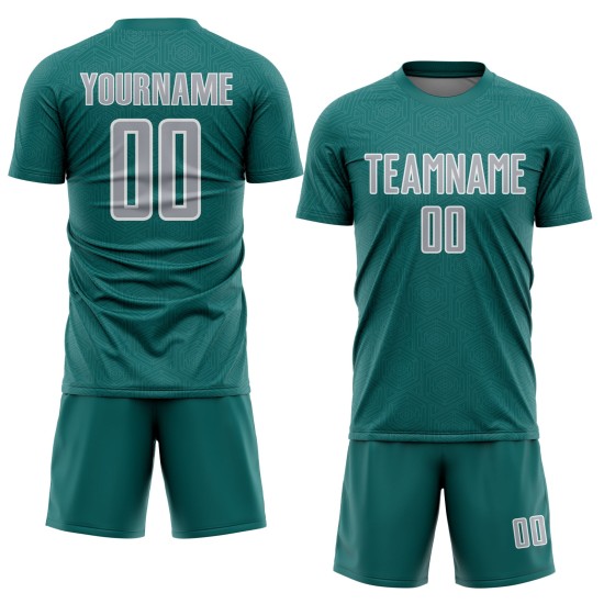 Sublimation Gray-White Geometric Uniform Jersey Custom Shape Soccer Sports Teal Sublimation Gray-White Geometric Uniform Jersey Custom Shape Soccer Sports Teal