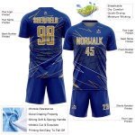 Uniform Custom Sports Royal Jersey Lines Soccer Old Gold-White Sublimation