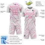 Custom Soccer White Uniform Jersey Sublimation Pink Lightning Sports Custom Soccer White Uniform Jersey Sublimation Pink Lightning Sports