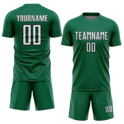 Jersey Shape Sublimation Uniform Green Geometric Soccer Kelly White-Black Custom Sports Jersey Shape Sublimation Uniform Green Geometric Soccer Kelly White-Black Custom Sports
